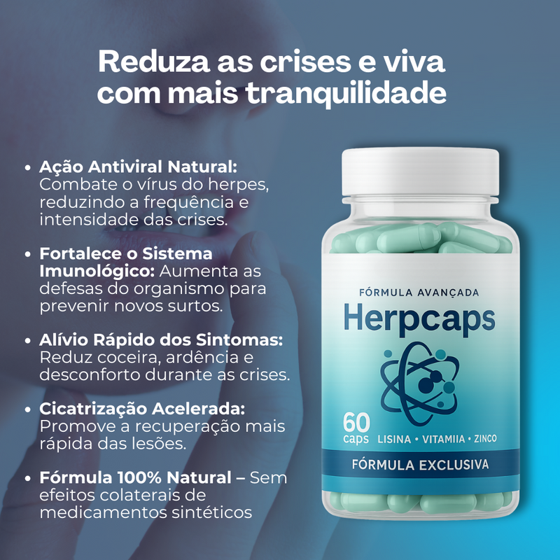 Herpcaps Original 60 Cápsulas - Suplemento Natural para Imunidade - Frete Grátis